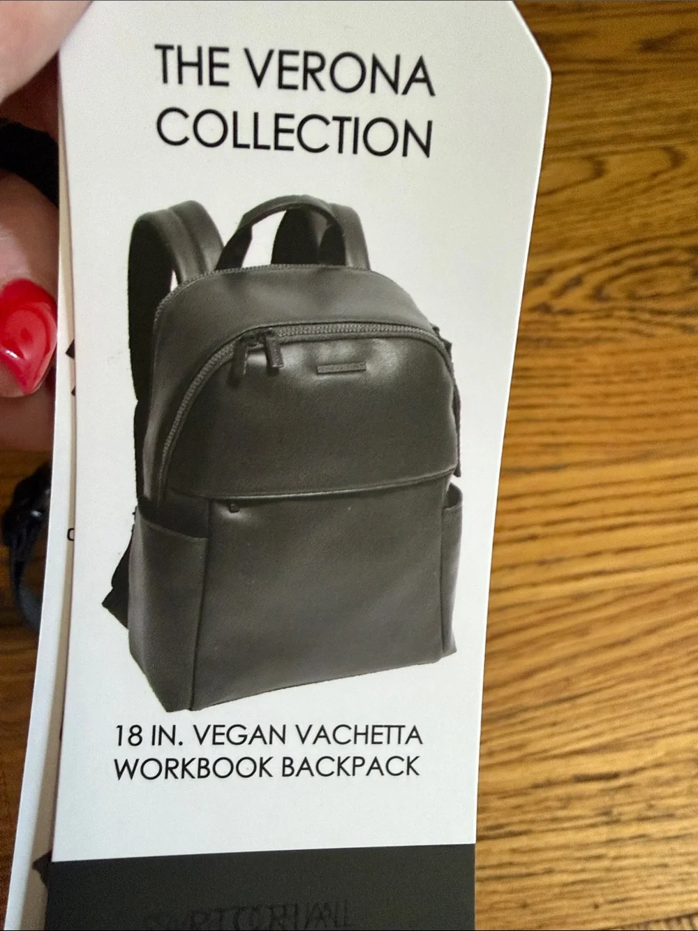 Boarding Pass Sleek Black Vegan Leather Backpack with Padded Straps New